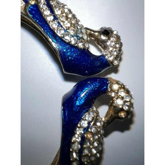 BRACELET BY AMRITA SINGH GOLD TONE BLUE ENAMELED SWAN RHINESTONE - Picture 5 of 8